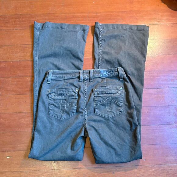 Vintage y2k Women's Brown Flared Mid-Rise Jeans Stretchy 28" Level 99 - Picture 2 of 6